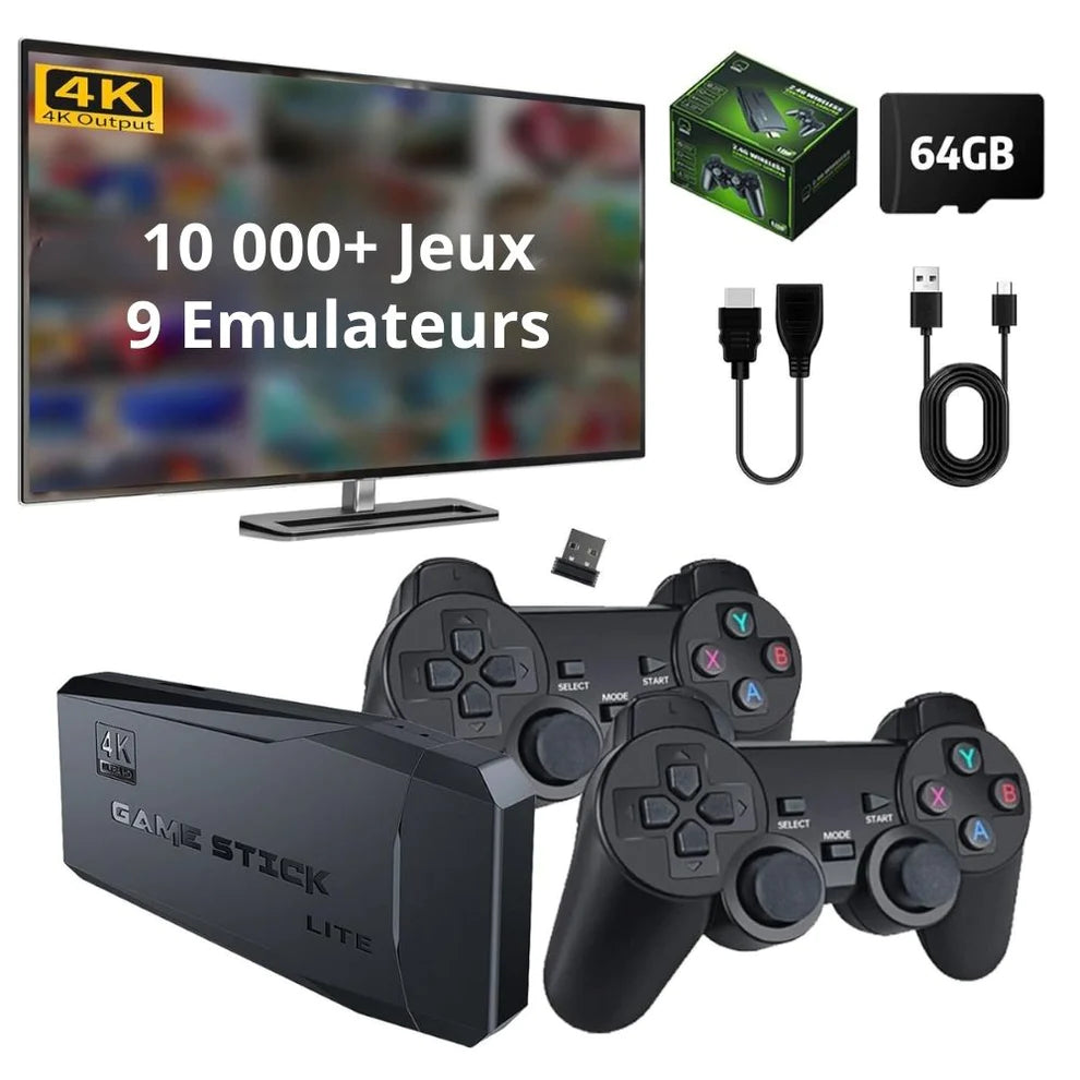 Console de jeu vidéo avec double manette sans fil, 2.4G