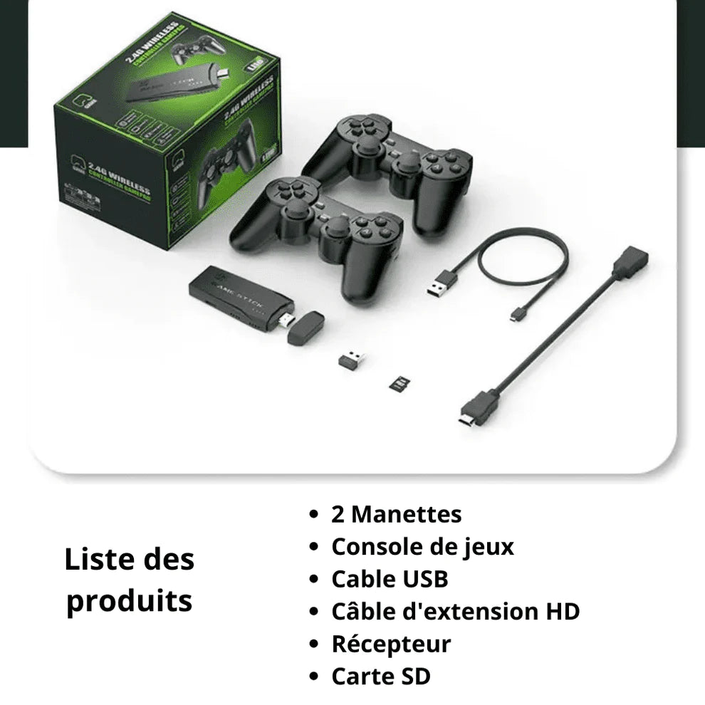 Console de jeu vidéo avec double manette sans fil, 2.4G