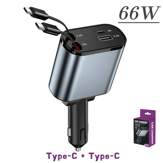 Chargeur Voiture 4 en 1 pour 𝗮𝗽𝗽𝗹𝗲 𝗲𝘁 𝗮𝗻𝗱𝗿𝗼𝗶𝗱